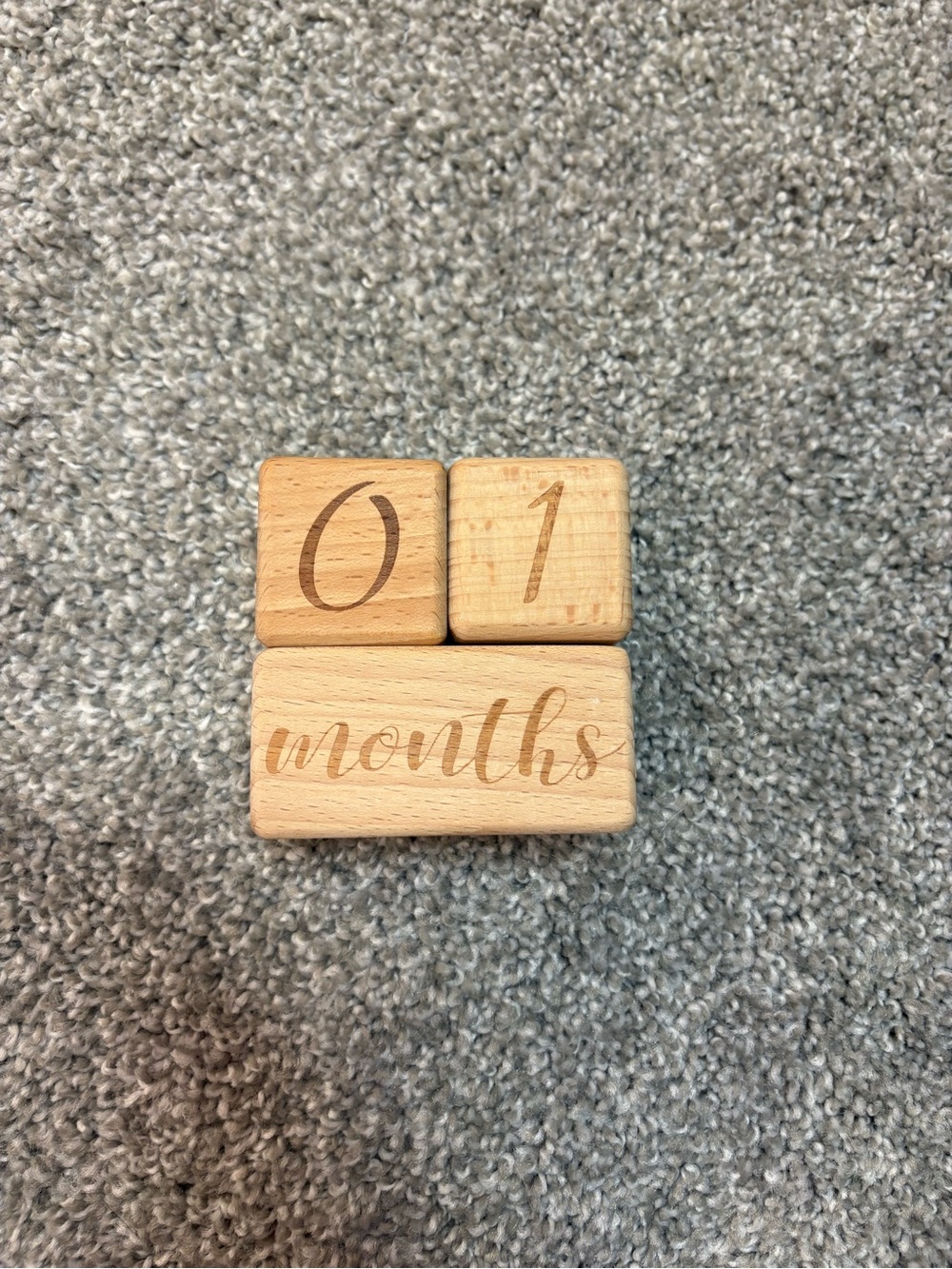 Wooden Baby Milestone Blocks - Natural Wood "Months" Set
